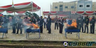 Polres Lamsel Musnahkan Ratusan Kg Sabu, Ribuan Butir Pil Ektasi, dan Puluhan Kg Daun Ganja Kering
